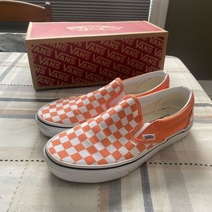 Vans Classic Slip-on Checker Board Athletic Shoes Unisex Sneakers Orange
